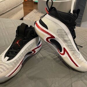 Jordan Sneakers with Black, White, and Red Highlights
